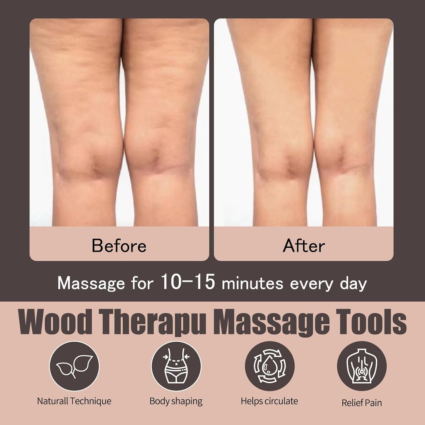 Luna Relief WoodSculpt - 7-in-1 Holztherapie-Set gegen Cellulite