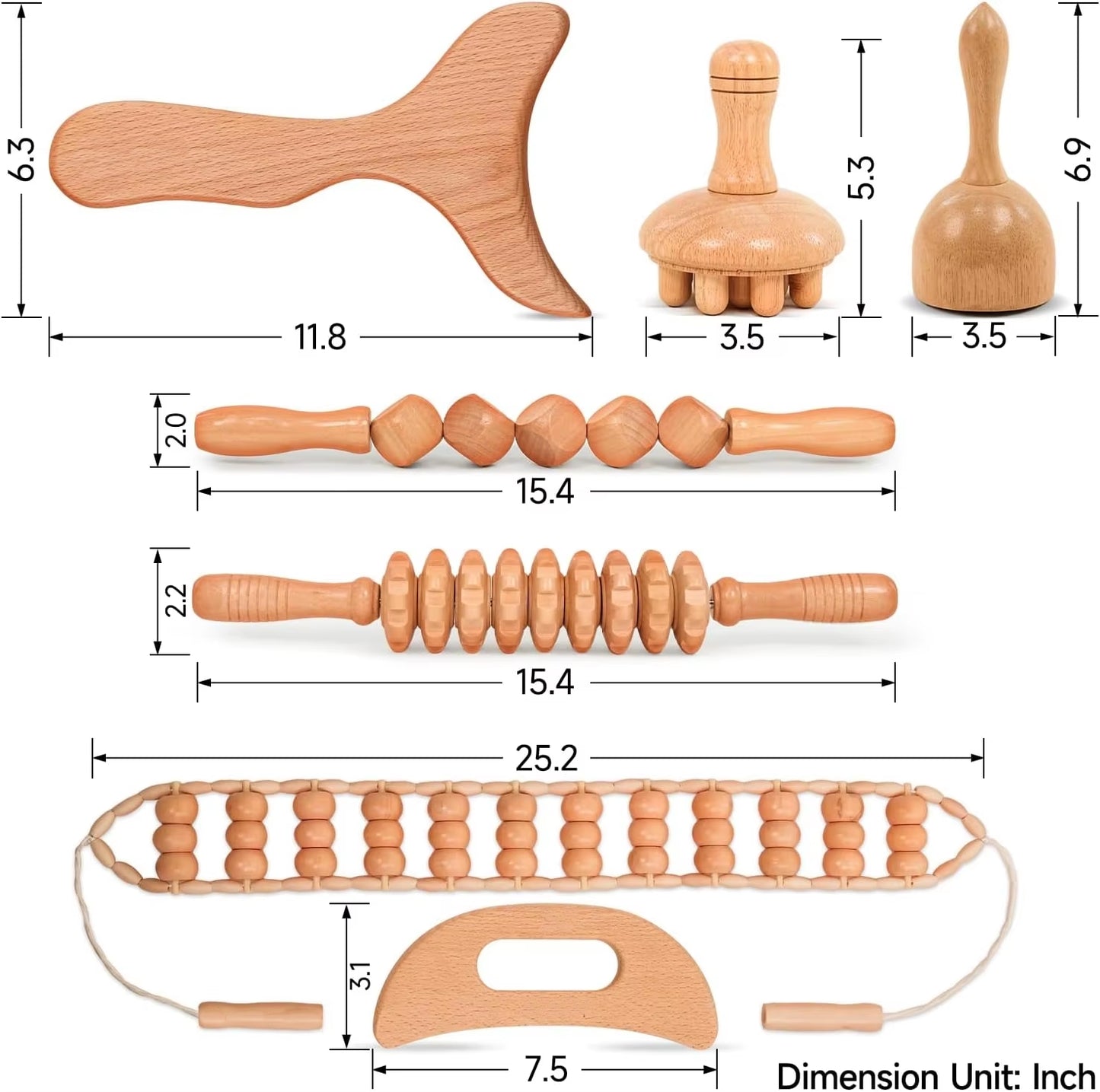 Luna Relief WoodSculpt - 7-in-1 Holztherapie-Set gegen Cellulite